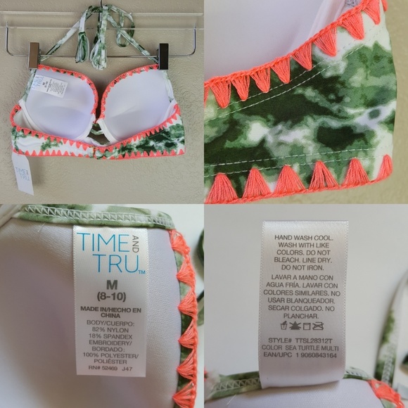 Boho Embroider Smokey Tie Dye Fringe Bikini Top M - Picture 7 of 8